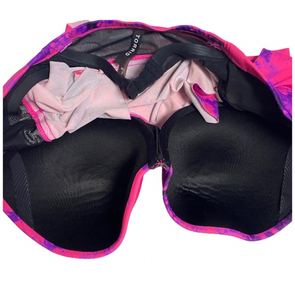 SOLD❌Torrid Purple Hot Pink Purple Tie Dye Peplum Bikini Swim Top - Picture 4 of 7